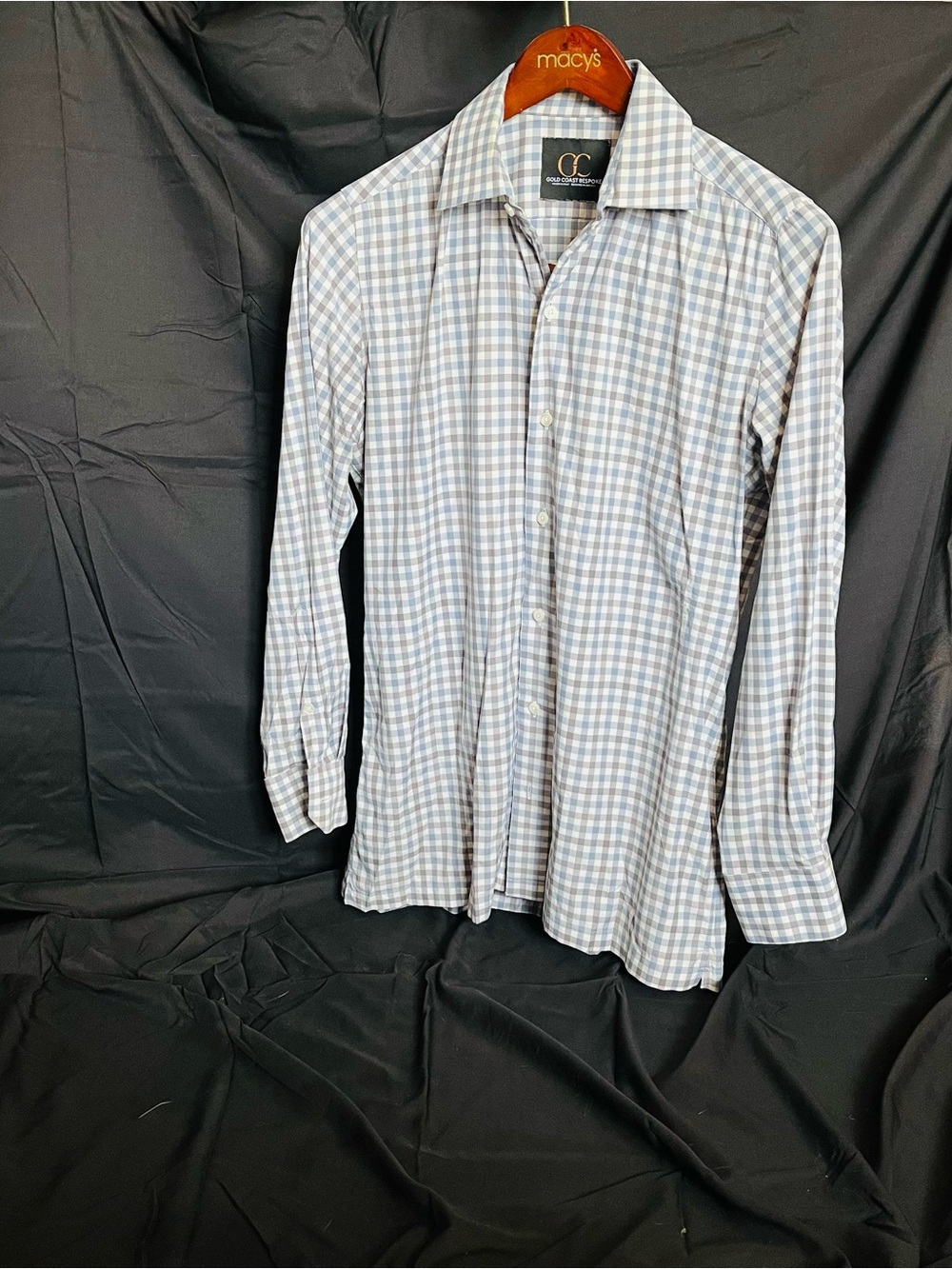 Light Blue & White Checked Dress Shirt